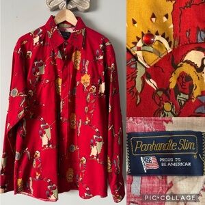 Vintage Panhandle Slim Western Pearl Snap button-down  Shirt Southwestern Large